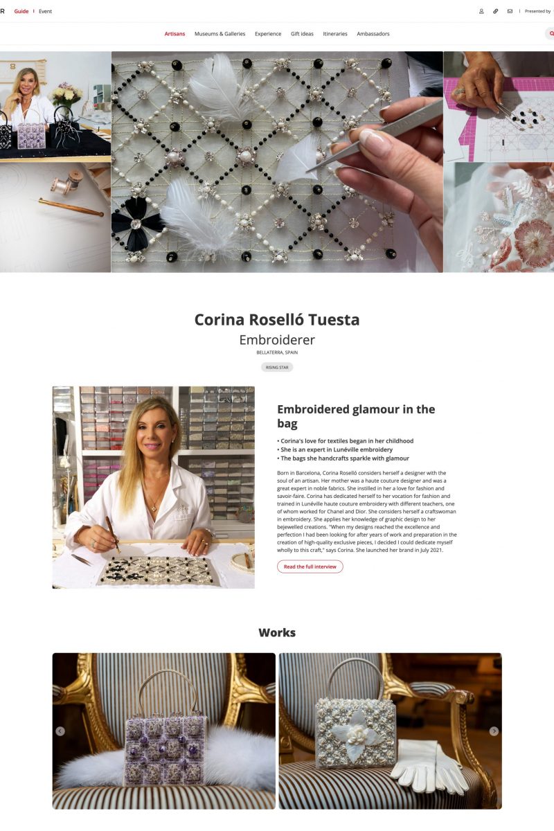 Corina Roselló artisan Embroiderer Homo Faber Guide