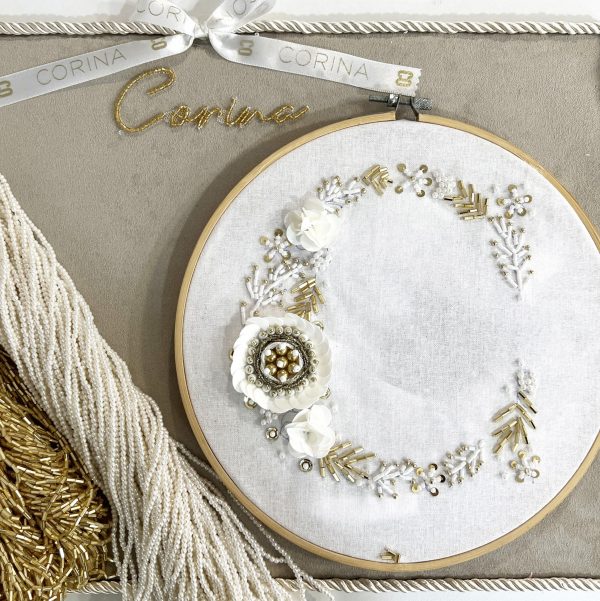 Bordado con Pedrería Cursos Corina Haute Couture Embroidery School. Bordado Personalizado de Alta Costura. Bordado a mano. Escuela profesional de Bordado con Pedreria