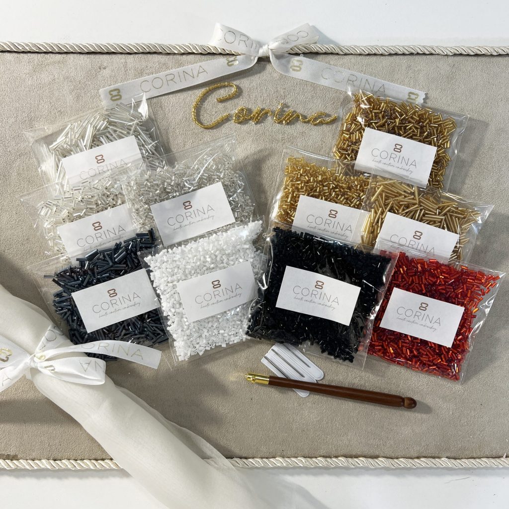 Pedrería para bordado Lunéville o Bordado a mano. Tubos de cristal, rocalla, cortadillo, cristal checo, bordado a mano de alta costura AGUJA CROCHET DE LUNÉVILLE Y ORGANZA para Bordado Lunéville y Pedrería