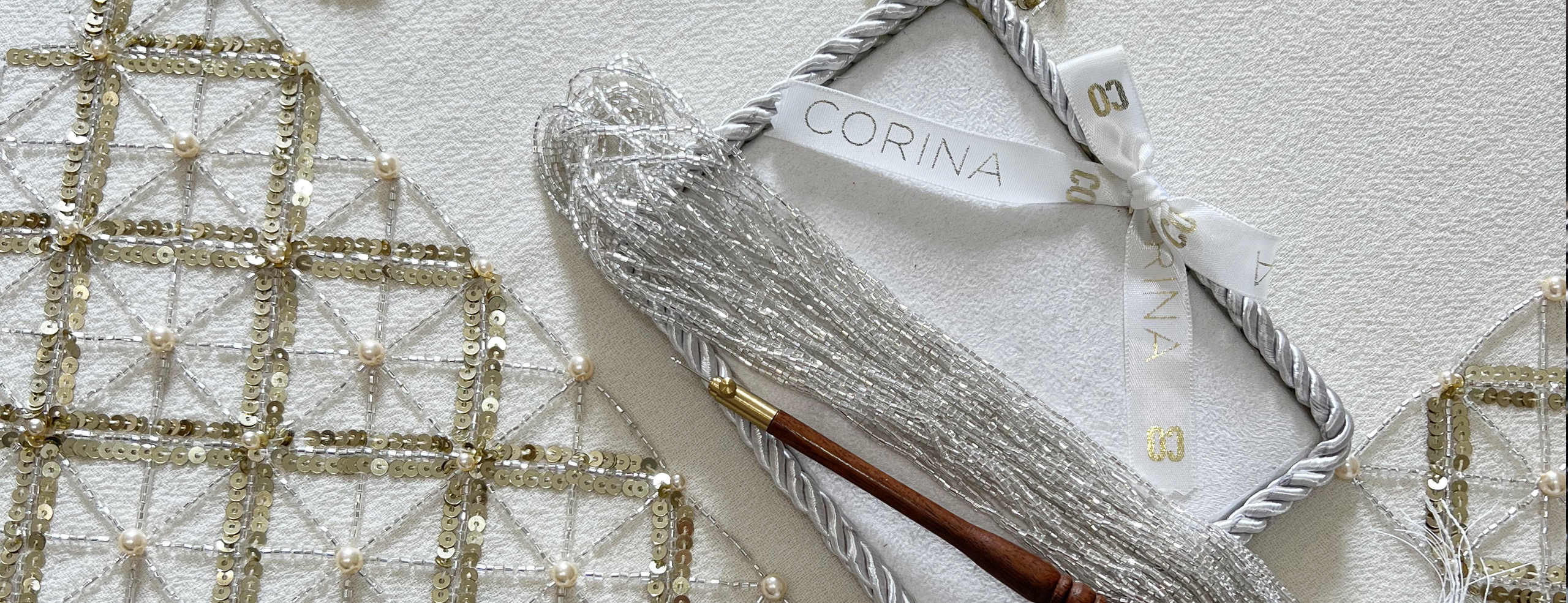 Bordado Luneville de Alta Costura. Corina Roselló. Bordado con Pedrería Cursos Corina Haute Couture Embroidery School. Bordado Personalizado de Alta Costura. Bordado a mano. Escuela profesional de Bordado con Pedreria