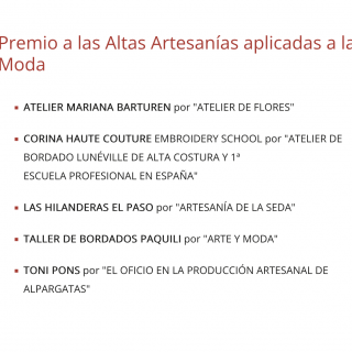 Corina Roselló. Corina Haute Couture Embroidery Nominada a Premios Academia de la Moda Española 2026 Alta Artesanía Española. Bordado Luneville Legado cultural. Excelencia artesana